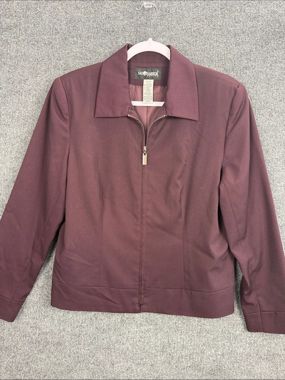 Sag Harbor Women's Plum Zip-Front Blazer Petite 12 New